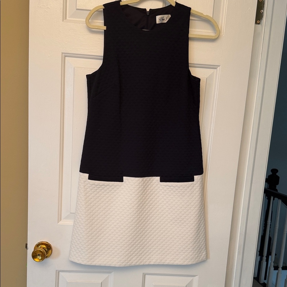 Eliza J Textured Navy and White Mini Dress